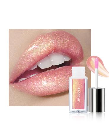 Lestpola Liquid Glitter Lipstick Light Pink 3D Moisturizing Holographic Volume Shiny with Very Delicate Color Veil Durable Waterproof Non Sticky Glitter Makeup for Women-03