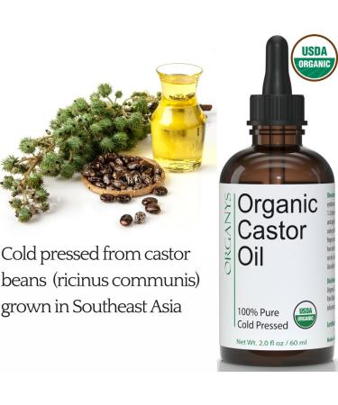 Organys Organic Castor Oil 2oz for Hair, Eyelashes & Eyebrows Growth - Enhances Fuller, Thicker Appearance. Includes Eyeliner & Mascara Brushes - Buy Online on GoSupps.com