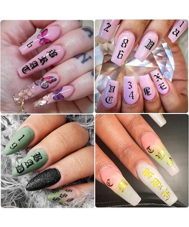 12 Sheets Alphabet Nail Art Stickers - 3D Self-Adhesive Decals - Holographic English Font Manicure Decorations - Buy Online on GoSupps.com