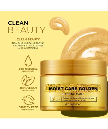 Gold Overnight Sleeping Facial Mask Collagen Night Wrapping Mask Hydrating Face Mask Face Peel Mask Firming Deep Skin Clean Purifying Acne Reduces Fine Lines & Wrinkles Face Masks Skincare 120G - Buy Online on GoSupps.com