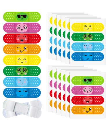 Weewooday Kids Cartoon Bandages Bulk 8 Styles Flexible Adhesive Colorful Expression Strips Waterproof Cute Bandages Comfortable Protection Care for Girls Boys Children Toddlers Scrapes Burns (200 Pcs)
