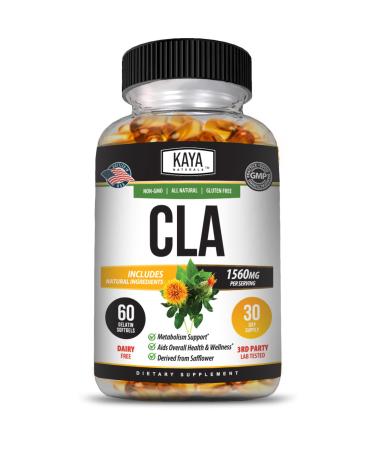 Kaya Naturals CLA Capsules Conjugated Linoleic Acid Non-GMO & Gluten-Free (60 Count (Pack of 1))