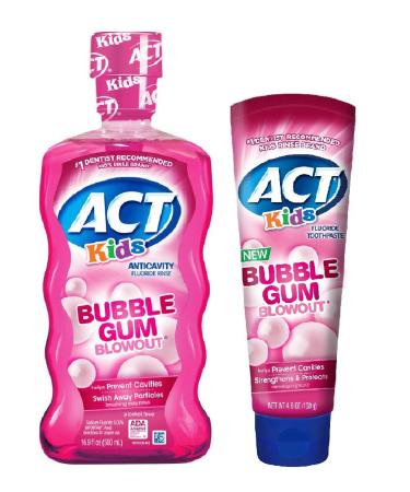 ACT Kids Bubblegum Blowout Mouthwash and Toothpaste