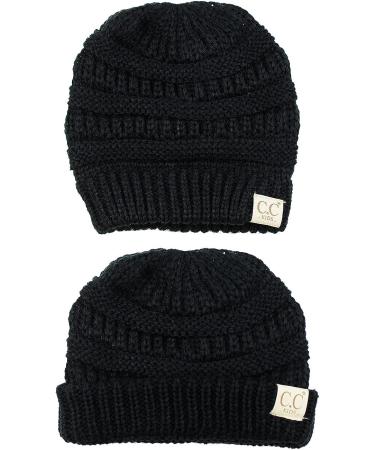 C.C Kids' Black Knit Ski Beanie Hat - Warm & Comfy Children's Winter Headwear - Buy Online on GoSupps.com