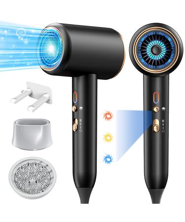 Ionic Hair Dryer Blow Dryer with Diffuser & Concentrator Nozzle Secadora de Pelo | 1875W Turbo Ultra-Quiet Motor | 2 Heat & 3 Speed Settings | Quick Heat-Up & Constant Temperature Black