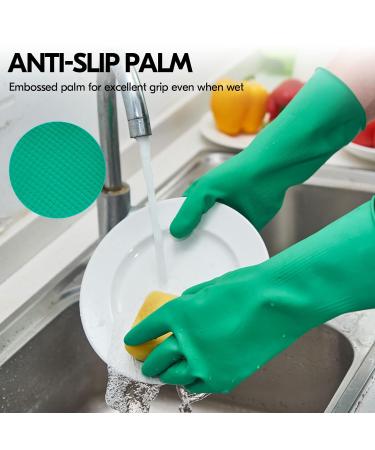 Vgo Reusable Household Cleaning Gloves - Rubber Dishwashing Gloves with Extra Thickness and Long Sleeves - Medium (1 Pair) - Ideal for Kitchen Cleaning, Working, Painting, Gardening, and Pet Care - Buy Online on GoSupps.com