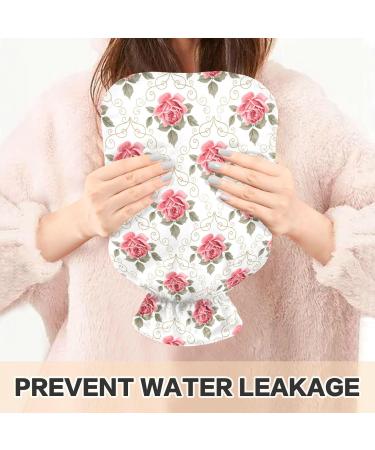 Hot Water Bottle 2L with Pink Rose Flower Cover | Floral Design for Pain Relief & Winter Warmth - Buy Online on GoSupps.com