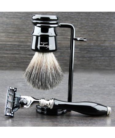 Premium Shaving Set with Synthetic Hair Handles - Triple Blade Razor for a Smooth Shave | International Shipping Available - Buy Online on GoSupps.com
