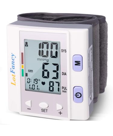 LotFancy Wrist Blood Pressure Monitor, BP Cuff (5.3-8.5), 4 Users, 120 Memory, Fully Automatic Digital Blood Pressure Machine, Home BP Monitor with Large Screen