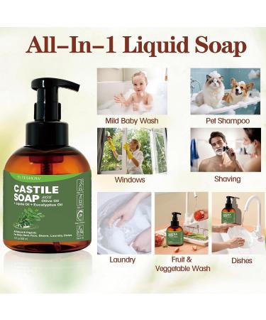 Tuteshow Castile Soap Liquid Base Individually Wrapped All-In-1 Pure Castile Persimmon Soap with Lavender Oil Suitable for Odor Control Hand Dishes Laundry Home Cleanser 10.12 fl.oz - Buy Online on GoSupps.com