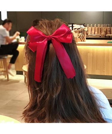 KASESSS 2 Velvet Hair Bow 2 Silky Satin Hair Bow Hair Bows for Women Girls Red Black Bow Hair Clip Vintage Bows for Hair Big Bowknot Hairpin Hair Bow Clip Solid Color French Barrette Hair Clip - Buy Online on GoSupps.com