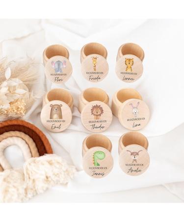 Personalized Wooden Milk Tooth Jar for Kids | UV Printed Lion Tooth Box - Perfect Keepsake for First Teeth - Buy Online on GoSupps.com