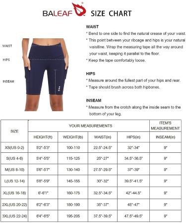BALEAF Women's 9 High Waisted Biker Shorts with Side Pockets, UPF50+ - Black - Buy Online on GoSupps.com