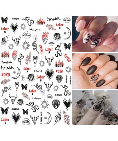 Dark Skull Heart Cupid Angel Lips Ghost Nail Art Stickers - 3D Self Adhesive Decals for Acrylic Nails (6 Sheets) - Buy Online on GoSupps.com