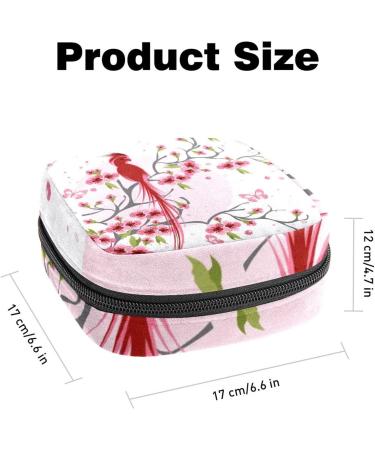 Menstrual Bag with Zipper - Cherry Blossom & Bird Design for Women & Girls | Ideal Tampon Organizer - Buy Online on GoSupps.com