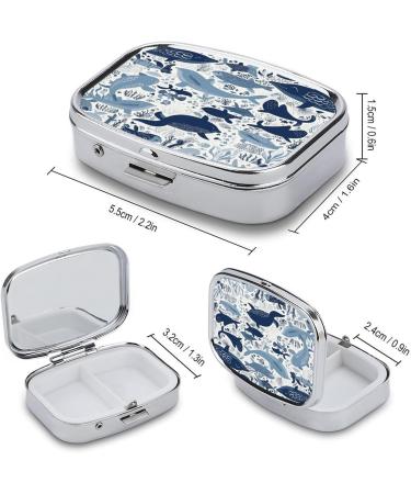Ocean Theme Turtle Octopus Pill Box | 2 Compartment Decorative Metal Pill Organizer for Travel - Buy Online on GoSupps.com