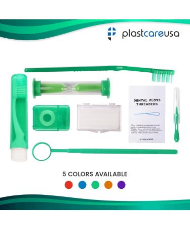 Red Orthodontic 8 Piece Braces Care Kit - Complete Dental Cleaning Set with Travel Toothbrush Wax Floss & Brackets Cleaner for Essential Orthodontia Care - Buy Online on GoSupps.com