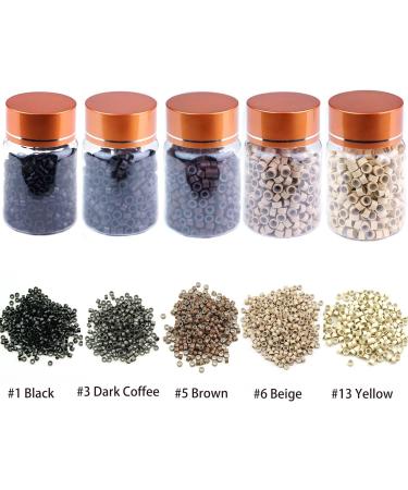 Kullke 500 Pcs 5.0mm Silicon Lined Micro Rings Nano Beads for I Tip Hair Extensions - Brown 500PCS - Buy Online on GoSupps.com