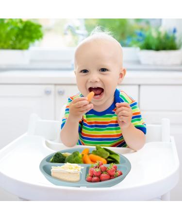Hanmir 3 Pack Suction Cup Baby Plates - BPA Free Silicone Children's Dinnerware in Olive Green Brick Red & Gray Blue | Safe & Fun Feeding Solution for Kids - Buy Online on GoSupps.com
