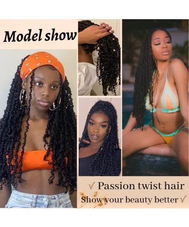 22 Inch Water Wave Passion Twist Hair Crochet Braiding Extensions - 6 Packs Long Bohemian Synthetic Hair - 1B Color - Buy Online on GoSupps.com