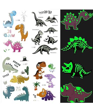 Luminous Dinosaur Temporary Tattoos for Kids 160 Styles (20 Sheets) Glow Dinosaur Decorations for Birthday Party Supplies Favors for Boys and Girls  Dinosaur Tattoos Stickers (Dinosaur)