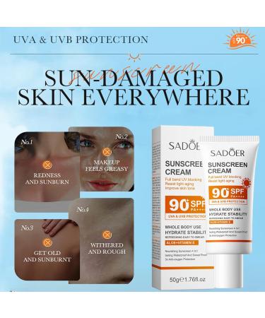 Sun Cream SPF 90 For High Protection Aloe Suncream SPF 90 For Uva & Uvb Against High Sun Protection Sun Lotion Cream For Body & Face SPF 90 Sun Cream Face Moisturiser Hydrated Water Proof - Buy Online on GoSupps.com