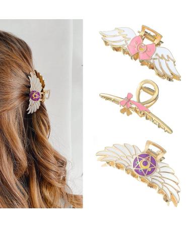Eddie Munson Anime Hair Claw Clips Set for Women Girls-Cute Butterfly Metal Hair Accessories Hair Claw-Cartoon Gifts For Fans Girls Women (3 pcs Anime HairClips)