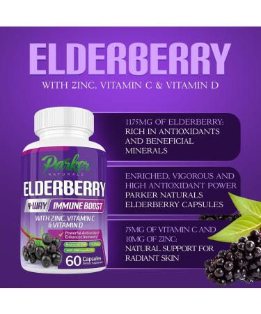 Parker Naturals Organic Elderberry Capsules & Glowing Skin Supplement Bundle, 120 Caps Elderberry with Vitamin C & Zinc and Glutathione & Hyaluronic Acid Supplements - Buy Online on GoSupps.com