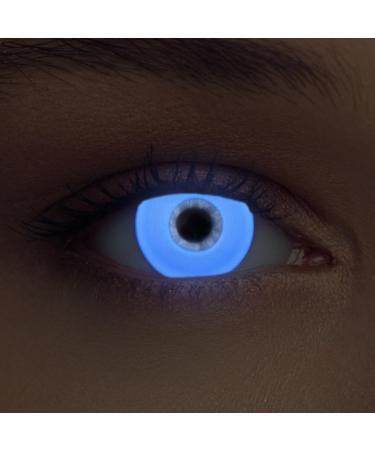 Design lenses bright blue Halloween the Purge costume UV light contact lenses 1 pair (2 pieces) soft black light color lenses without strength "glowing blue"