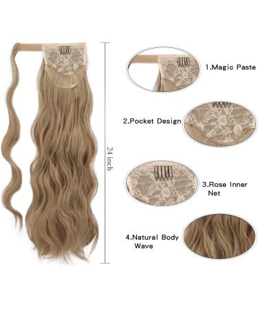 FESHFEN Long Wavy Ponytail Extension 60cm Light Honey Blonde | Synthetic Clip-in Hairpiece for Women - Buy Online on GoSupps.com