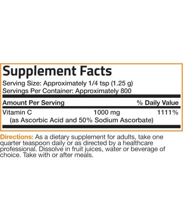 Bronson Buffered Vitamin C Powder Ascorbic Acid Buffered with Sodium Ascorbate Soluble Fine Crystals Promotes Healthy Immune System and Cell Protection Powerful Antioxidant - 1 Kilogram (2.2 Lbs) Unflavored 35.3 Ounce (  - Buy Online on GoSupps.com