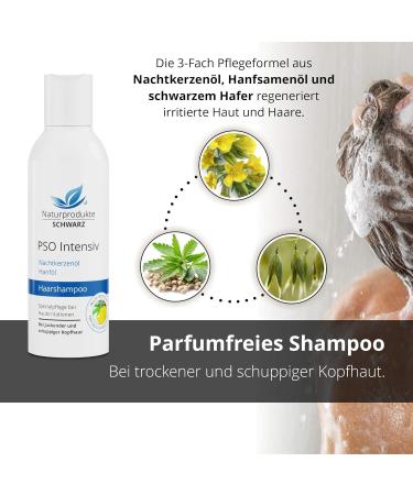  Naturprodukte Schwarz Naturprodukte Schwarz PSO Intensive Shampoo for Dry Itchy Scalp with Hemp Seed Oil and Evening Primrose Oil Black Oats and Lecithin for Skin Irritation - Buy Online on GoSupps.com