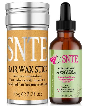 Hair Wax Stick with Rosemary Oil for Hair Growth Dry & Damaged Hair Care Flyaway Control - Prevents Hair Loss & Breakage