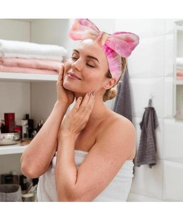 spa headband three-piece headband for washing face face wash headband makeup headband skincare headband face wash bow headband (Gradient Purple Pink and White) - Buy Online on GoSupps.com