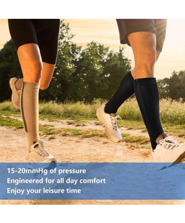 LighSele 2 Pairs Zipper Compression Socks 15-20 mmHg | Open Toe | Multicolor | Large-X-Large - Buy Online on GoSupps.com