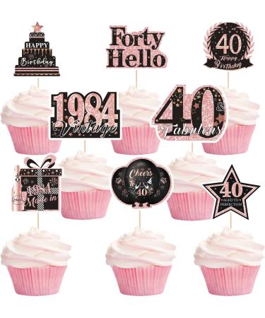 Rngmsi 40th Birthday Cupcake Topper - 40PCS 40th Birthday Decorations Women Rose Gold Cupcake Topper for 1984 40th Birthday Party Decorations Glitter 40th Birthday Party Cupcake Toppers Decor Supplies Rose Gold 40th - Buy Online on GoSupps.com