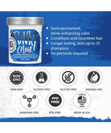 Punky Atlantic Blue Semi-Permanent Hair Color - Vegan, PPD & Paraben Free - 3.5oz (1 Pack) | Lasts up to 35 Washes - Buy Online on GoSupps.com