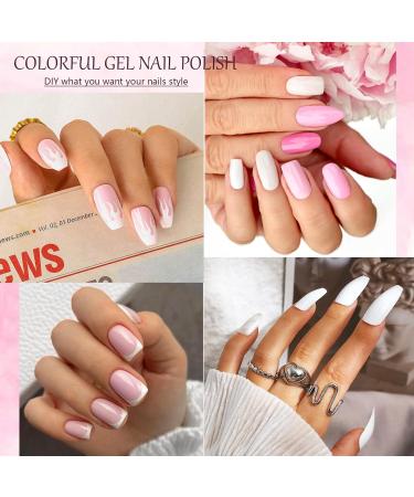 French Manicure Gel Polish - White & Pink Nail Varnish - Gel Nail Polish Set for French Manicure Set Soak Off UV/LED French Manicure Gift Set for Women Girl - Buy Online on GoSupps.com
