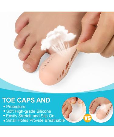 Kimihome 16 PCS Silicone Toe Caps & Protectors - Relief for Corns, Blisters & Ingrown Toenails - Toe Sleeve Cushions (4 Large + 8 Medium + 4 Small) Beige - Buy Online on GoSupps.com