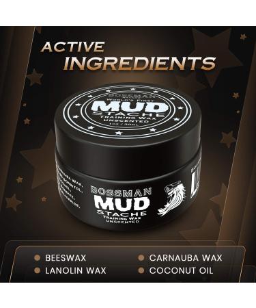 Bossman MUDstache Wax - Unscented Mustache Grooming Care for Strong Hold and Styling (1oz) - Buy Online on GoSupps.com