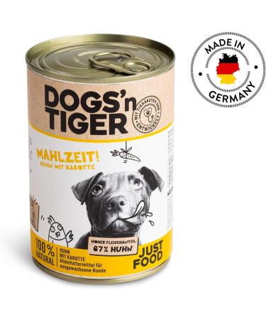 Dogs'n Tiger Adult Dog Food Wet Dog Food Animal-Friendly Recipe with 67% Chicken Meat Flaxseed Oil and Herbs - Sugar and Flavour Free 6 Cans - Buy Online on GoSupps.com