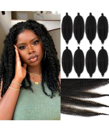 Leeven 12 Inch Springy Afro Twist Hair for Faux Locs Pre-Separate Popping Spring Twist Crochet Hair for Distressed Locs 8 Packs Afro Kinky Curly Marley Braiding Hair Extensions /1B# 12 Inch (Pack of 8) 1B#