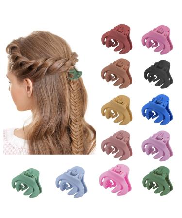 Zou.Rena Claw Clips for Girls 1.57 Inch Small Hair Clips for Women Fine Hair Non-slip Ponytail Clamps(12 pack) 1.57inch 12 colors