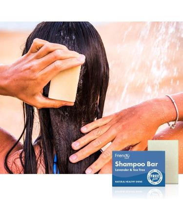 Friendly Soap - Lavender & Tea Tree Shampoo Bar (95g) Natural Healthy Shine Nourishing Moisturising Soothing Plant-Based Cruelty-Free Made By Hand No SLS or Parabens Sustainable - Buy Online on GoSupps.com