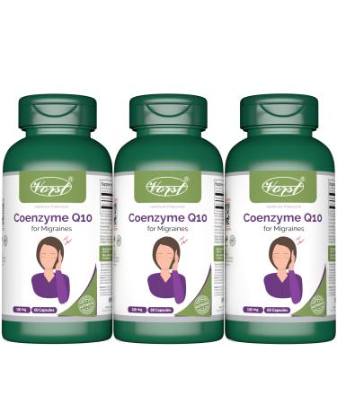 VORST Migraine Supplement Coenzyme Q10 3 x 60 Capsules | 3 Bottles 180 count (Pack of 1)