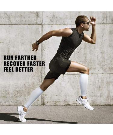 Beister Calf Compression Sleeves - Footless Shin Splint Support Socks for Men & Women | Pain Relief for Running, Travel, Cycling | White M - Buy Online on GoSupps.com