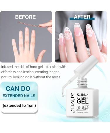 HUALIJIA 5 in 1 Nail Builder Gel - Clear, Strengthener, Base - 15ml Bottle for Nail Extension - No Forms Needed - Buy Online on GoSupps.com