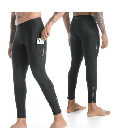 X-tiger bicycle pants men long with 5D seat cushion cycling pants men long breathable fast-drying wheel pants with 3 pockets XL black