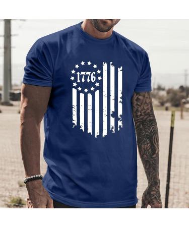 Men's American Flag Striped T-Shirt - Navy XX-Large - Buy Online on GoSupps.com