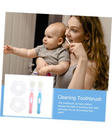 Ultechnovo Baby Toothbrush & Cleaning Brush Set - 2 Sets of Baby Pebble Detergent Cleaners - Pink - Buy Online on GoSupps.com